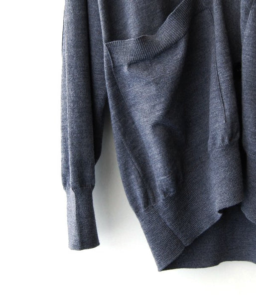 MM6 MAISON MARGIELA/WOOL+LAMINATED PATCHES KNIT CARDIGAN (GREY MELANGE)