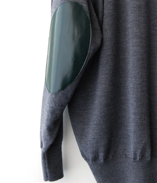 MM6 MAISON MARGIELA/WOOL+LAMINATED PATCHES KNIT CARDIGAN (GREY MELANGE)