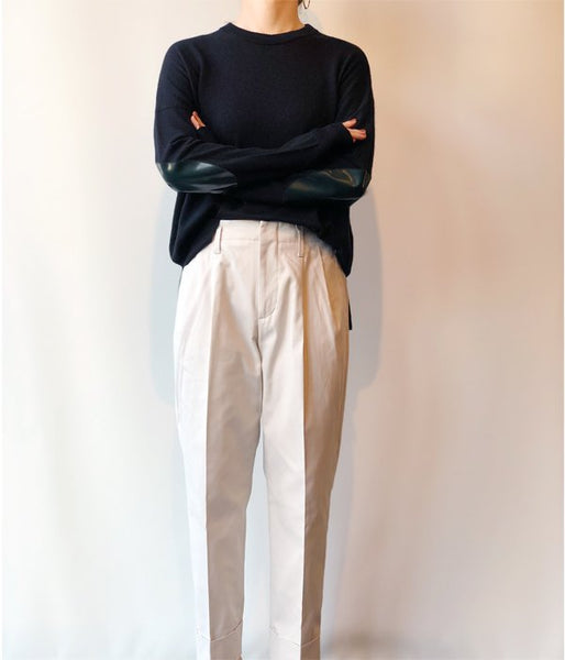 MM6 MAISON MARGIELA/WOOL+LAMINATED PATCHES KNIT PULLOVER (BLACK)