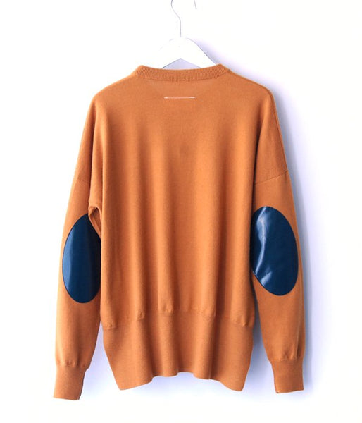 MM6 MAISON MARGIELA/WOOL+LAMINATED PATCHES KNIT PULLOVER (CAMEL)