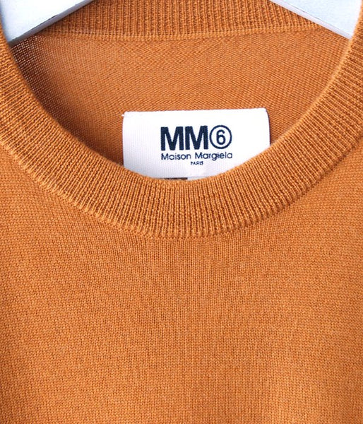 MM6 MAISON MARGIELA/WOOL+LAMINATED PATCHES KNIT PULLOVER (CAMEL)