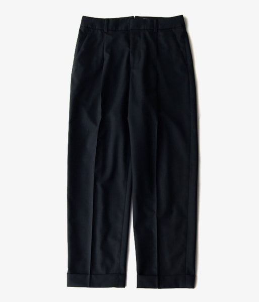 MARGARET HOWELL/FINE WOOL POPLIN TROUSERS (BLACK)
