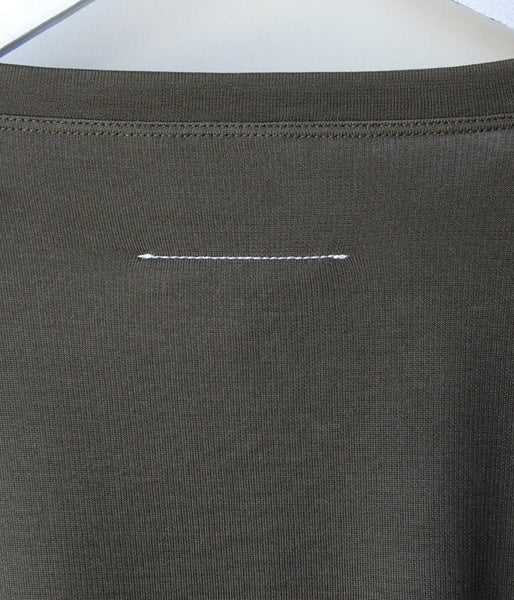 MM6 MAISON MARGIELA/DUAL-FABRIC FITTED BOAT-NECK SWEATSHIRT(KHAKI)