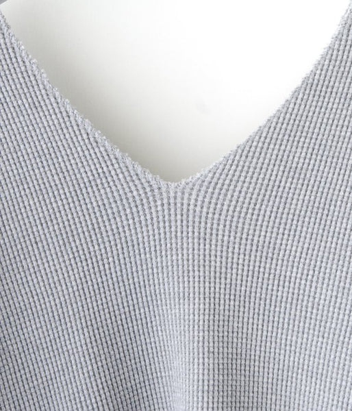 PHEENY/BIG WAFFLE V-NECK L/S(GRAY)(4)