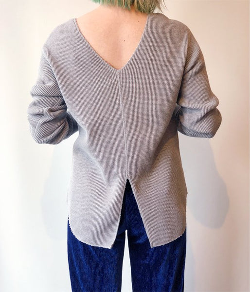 PHEENY/BIG WAFFLE V-NECK L/S(GRAY)(4)