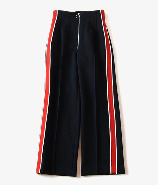PHEENY/TRICOTINE SIDE STRIPE HIGH WAIST SLACKS(BLACK)