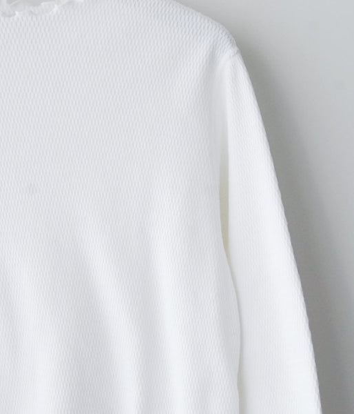 PHEENY/20/- HONEYCOMB FRILL NECK L/S(WHITE)