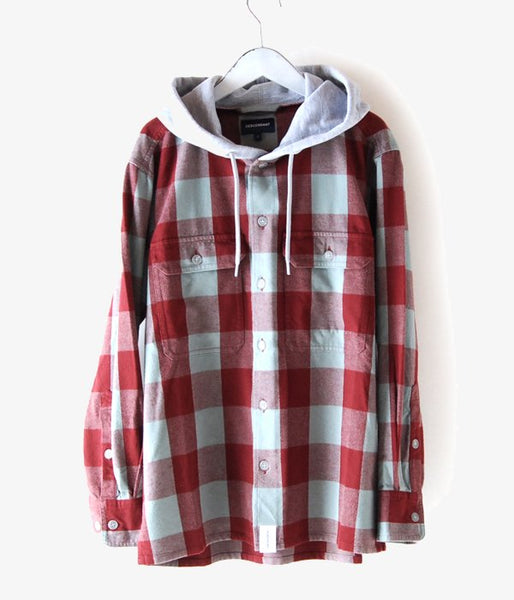 DESCENDANT/SPICOLI HOODED LS SHIRT(BURGUNDY)