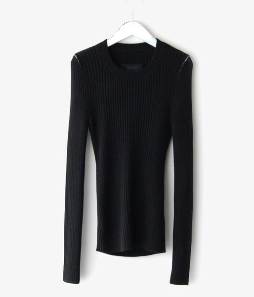 MM6 MAISON MARGIELA/DENSE RIB KNIT PULLOVER (BLACK)