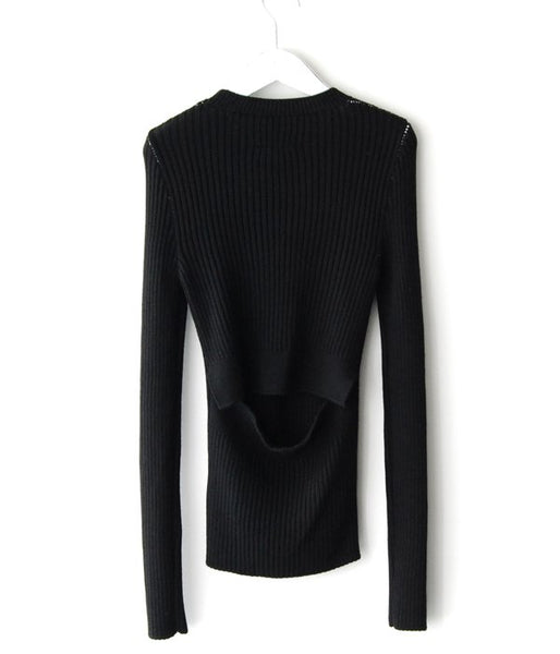 MM6 MAISON MARGIELA/DENSE RIB KNIT PULLOVER (BLACK)