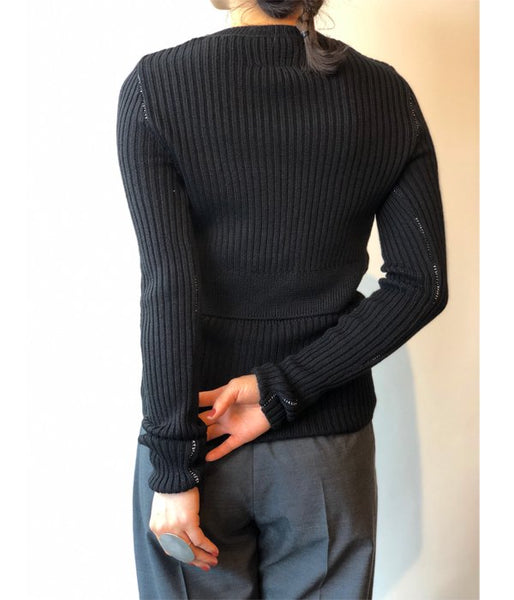 MM6 MAISON MARGIELA/DENSE RIB KNIT PULLOVER (BLACK)
