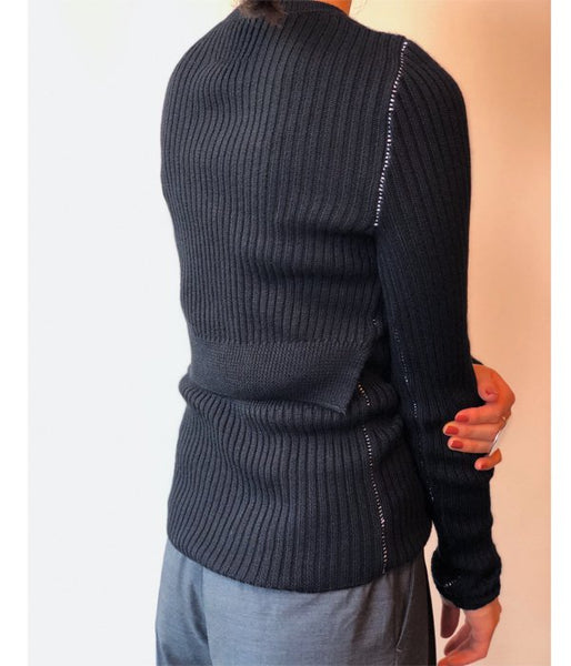 MM6 MAISON MARGIELA/DENSE RIB KNIT PULLOVER (BLACK)