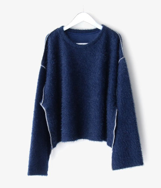MM6 MAISON MARGIELA/SPARKLING KNIT JERSEY TOP (BLUE)