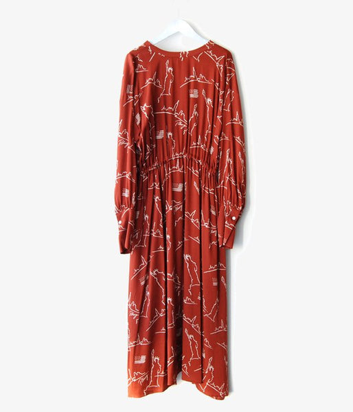 PHEENY/NYC PRINTED BACK OPEN DRESS(TERRACOTTA)