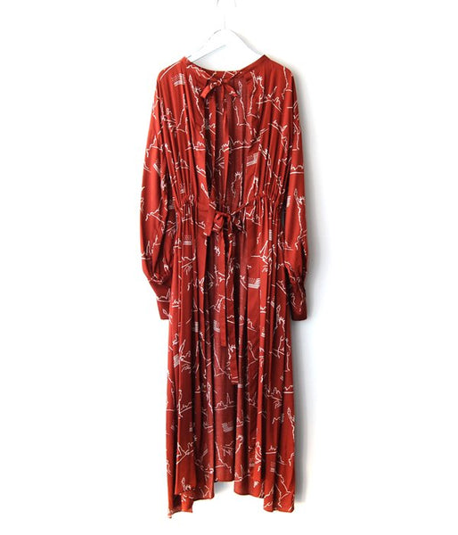 PHEENY/NYC PRINTED BACK OPEN DRESS(TERRACOTTA)