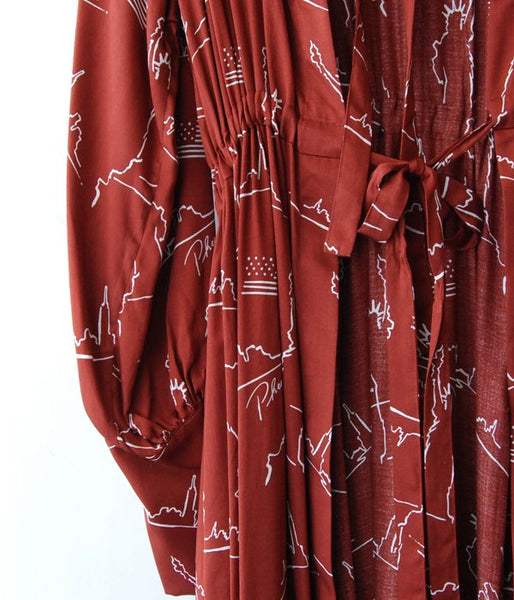 PHEENY/NYC PRINTED BACK OPEN DRESS(TERRACOTTA)