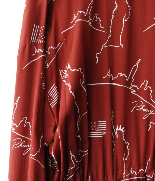 PHEENY/NYC PRINTED BACK OPEN DRESS(TERRACOTTA)