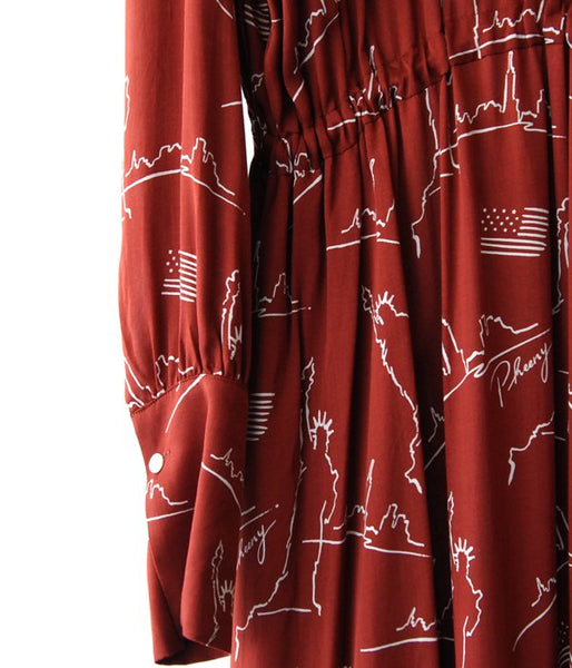 PHEENY/NYC PRINTED BACK OPEN DRESS(TERRACOTTA)