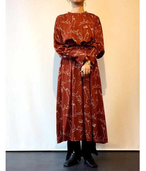 PHEENY/NYC PRINTED BACK OPEN DRESS(TERRACOTTA)