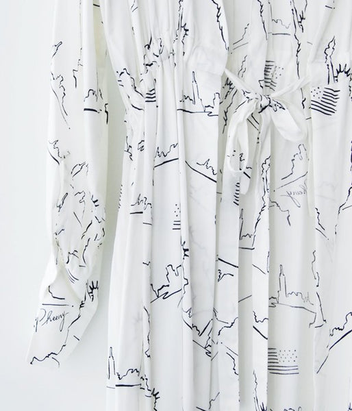 PHEENY/NYC PRINTED BACK OPEN DRESS(IVORY)