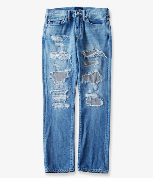 DESCENDANT/DIN-4 DAMAGE JEANS (INDIGO)