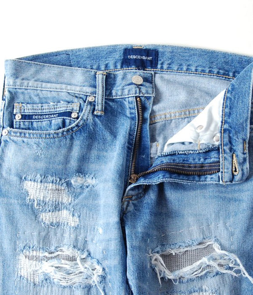 DESCENDANT/DIN-4 DAMAGE JEANS (INDIGO)