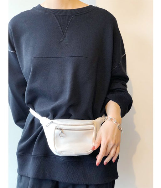 Aeta/DEER LEATHER WAIST POUCH S (WHITE)