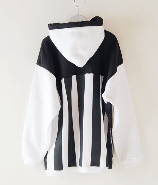 DESCENDANT/BAJA STRIPE HOODED SWEATSHIRT(BLACK x WHITE)