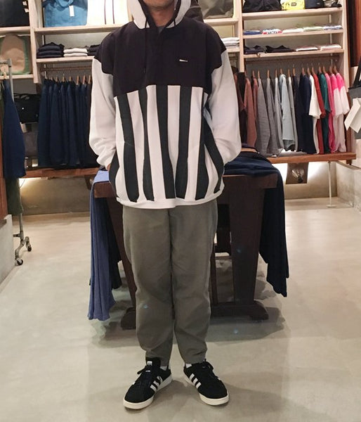DESCENDANT/BAJA STRIPE HOODED SWEATSHIRT(BLACK x WHITE)