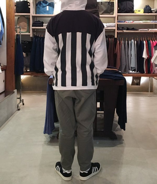 DESCENDANT/BAJA STRIPE HOODED SWEATSHIRT(BLACK x WHITE)