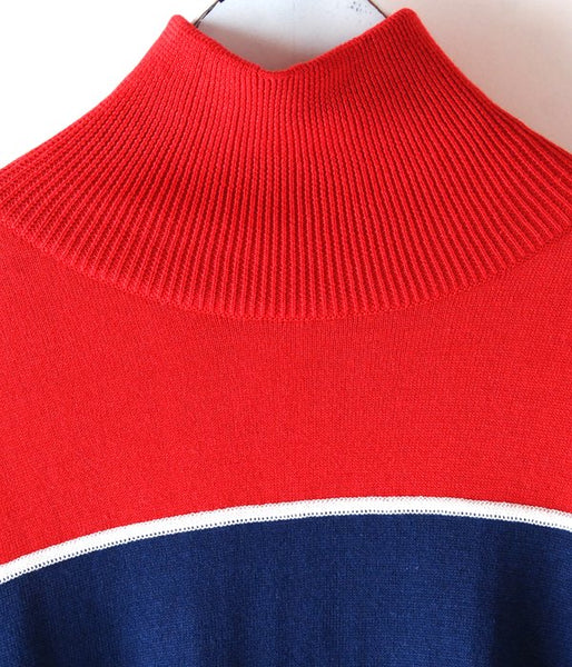 MAISON EUREKA/STRIPE HIGH NECK SWEATER (RED/BLUE)