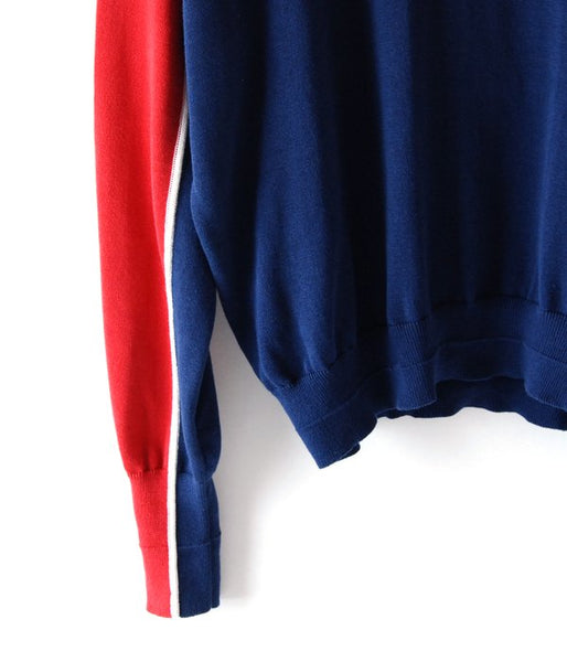 MAISON EUREKA/STRIPE HIGH NECK SWEATER (RED/BLUE)