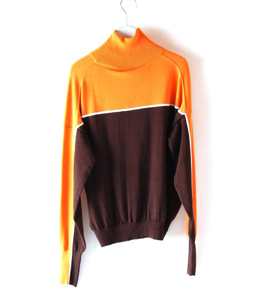 MAISON EUREKA/STRIPE HIGH NECK SWEATER (ORANGE/BROWN)