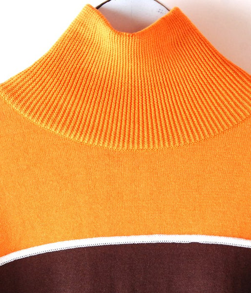 MAISON EUREKA/STRIPE HIGH NECK SWEATER (ORANGE/BROWN)
