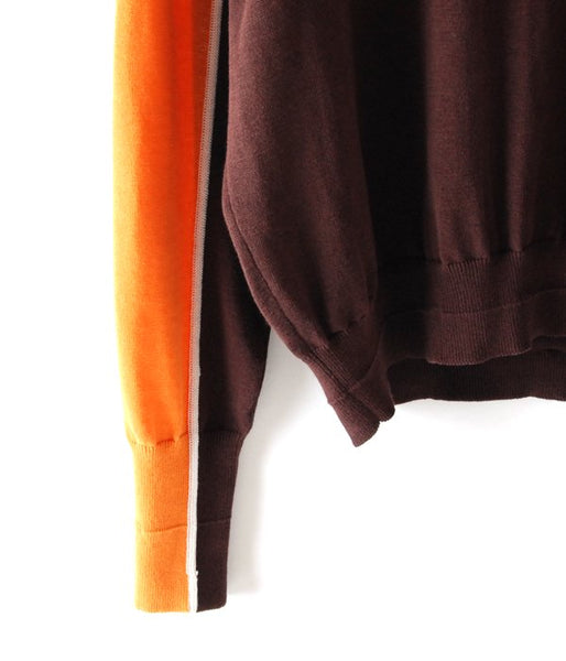 MAISON EUREKA/STRIPE HIGH NECK SWEATER (ORANGE/BROWN)