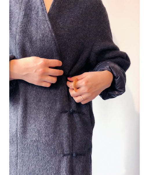WRYHT/ASYMMETRY FRONT REVERSIBLE COAT (GRAPHITE)