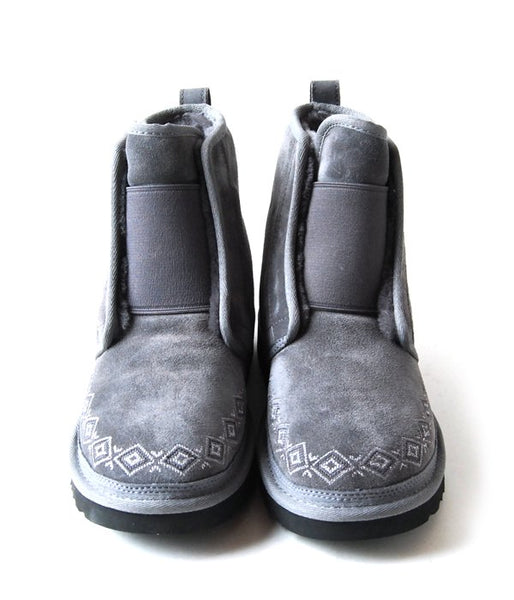 White Mountaineering/WM × UGG EMBROIDERED FRONT GORE BOOTS MENS (GRAY)