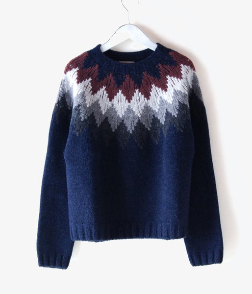 MARGARET HOWELL/DIAMOND FAIRISLE JUMPER (NAVY)
