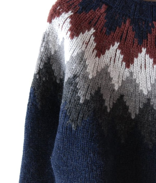 MARGARET HOWELL/DIAMOND FAIRISLE JUMPER (NAVY)