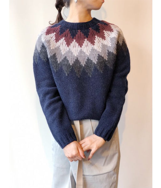 MARGARET HOWELL/DIAMOND FAIRISLE JUMPER (NAVY)