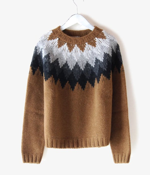 MARGARET HOWELL/DIAMOND FAIRISLE JUMPER (BROWN)