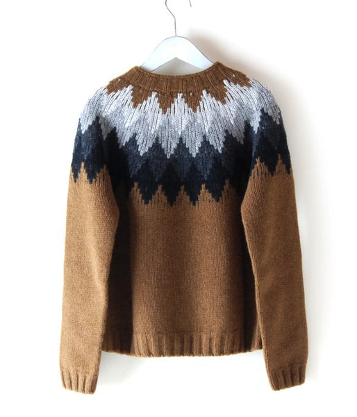 MARGARET HOWELL/DIAMOND FAIRISLE JUMPER (BROWN)