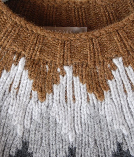 MARGARET HOWELL/DIAMOND FAIRISLE JUMPER (BROWN)