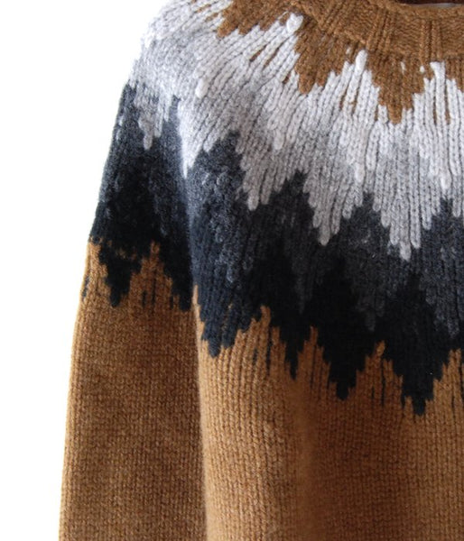 MARGARET HOWELL/DIAMOND FAIRISLE JUMPER (BROWN)