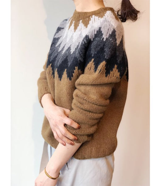 MARGARET HOWELL/DIAMOND FAIRISLE JUMPER (BROWN)