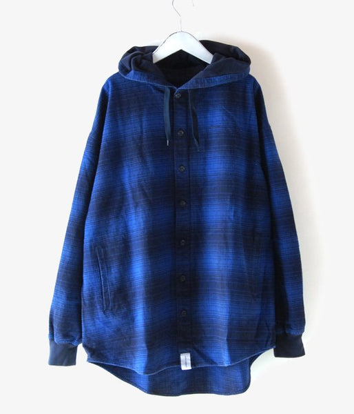 DESCENDANT/MULE HOODED LS SHIRT  (BLUE)
