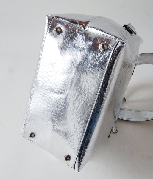 MM6 MAISON MARGIELA/SILVER CRINKLED LEATHER BAG(SILVER)