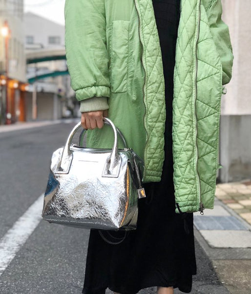 MM6 MAISON MARGIELA/SILVER CRINKLED LEATHER BAG(SILVER)
