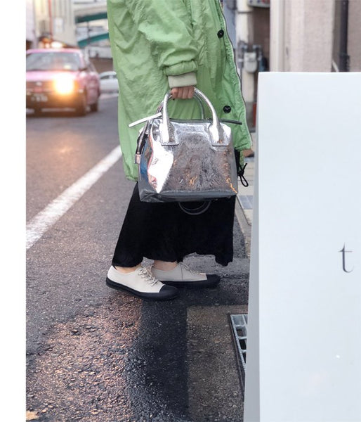 MM6 MAISON MARGIELA/SILVER CRINKLED LEATHER BAG(SILVER)
