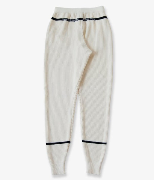 TAN/LINE RIB PT (WHITE×BLACK)